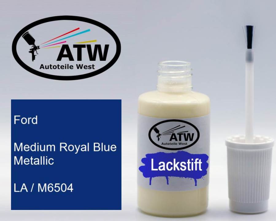 Ford, Medium Royal Blue Metallic, LA / M6504: 20ml Lackstift, von ATW Autoteile West.